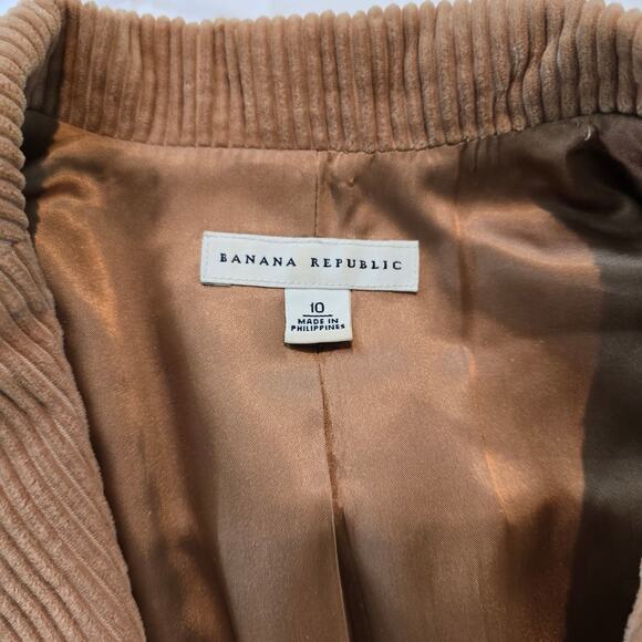 Banana Republic Wide Wale Corduroy Blazer Size 10 Khaki Retro Rockabilly Classic - Picture 2 of 6